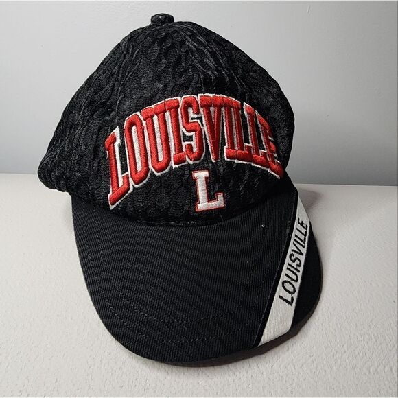 Accessories - University of Louisville Cardinals Mesh Baseball Black Hat Cap Adjustable